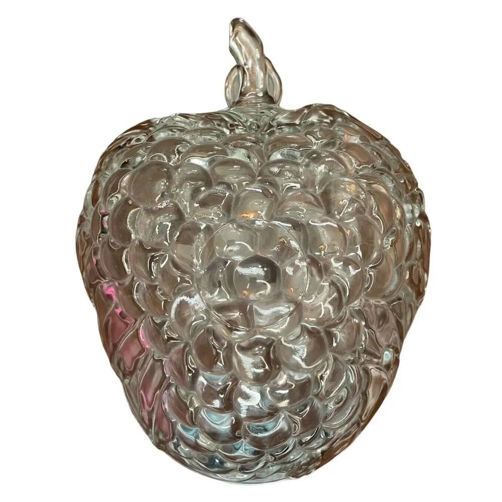 Vintage Glass Grape Shaped‎ Clear Glass Large Fruit Serving Bowl Embossed